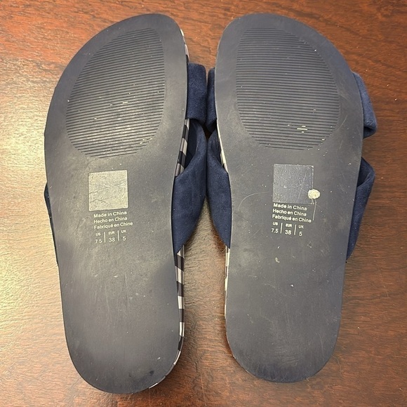 DRAPER JAMES STELLA SLIDES WOMENS SZ 7.5 NAVY & WHITE PLAID GINGHAM SANDAL - Picture 8 of 10